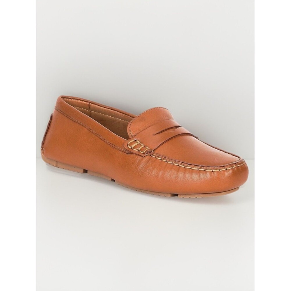 Flag LTD Morgan Leather Penny Loafers Cognac Brown Tan Slip On Shoes Women’s 6.5